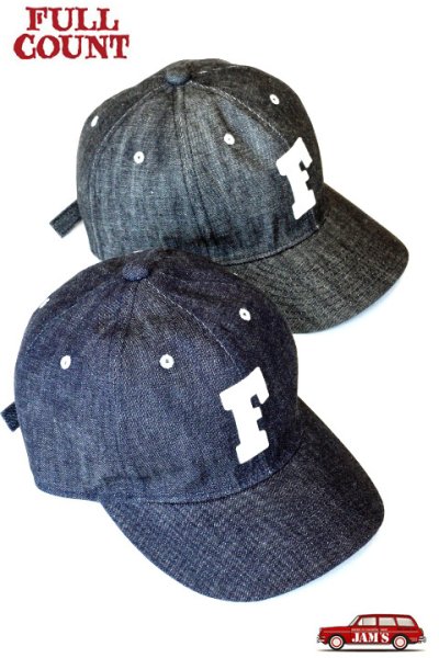 画像1: 「FULLCOUNT」6 PANEL DENIM BASEBALL F CAP　フルカウント 6パネル デニム ベースボールキャップ [インディゴ・ブラック] (1)