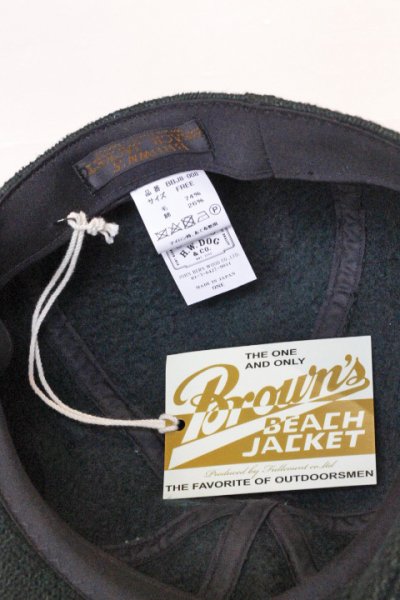 画像2: 「Browns BEACH」× 「THE H.W DOG&CO」 CASQUET HUNTING CAP ブラウンズビーチ キャスケット ハンティングキャップ フルカウント社製  BBJ8-008  [グリーン]