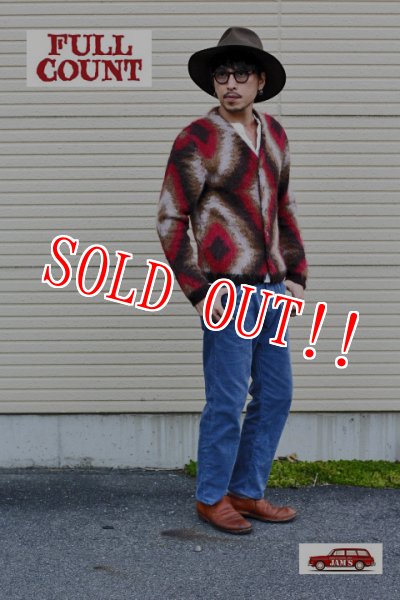 画像12: 「FULLCOUNT」 25th Navajo Mohair Knit Cardigan フルカウント 25周年記念 ナバホ キッドモヘア ネイティブ柄 ニットカーディガン [レッド] (12)