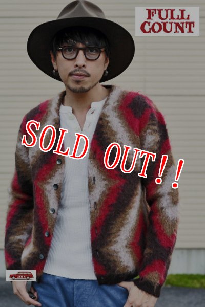 画像8: 「FULLCOUNT」 25th Navajo Mohair Knit Cardigan フルカウント 25周年記念 ナバホ キッドモヘア ネイティブ柄 ニットカーディガン [レッド] (8)