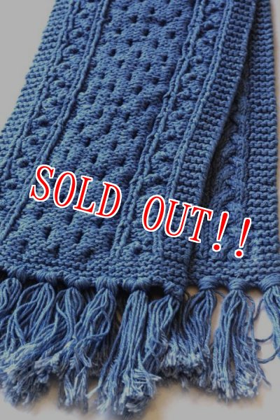 画像2: 「INVERALLAN」 12A HANDKNIT SOLID MUFFLER　COTTON インバーアラン　ハンドニットマフラー コットン [ライトインディゴ] (2)