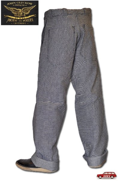 画像2: 「JOHN GLUCKOW」by 「JELADO」 SASHIKO Net Makers Trousers ジョングラッコー　ジェラード　インディゴ染め刺し子 ネットメーカーズ トラウザーズ JG41305 [インディゴ×ホワイト]