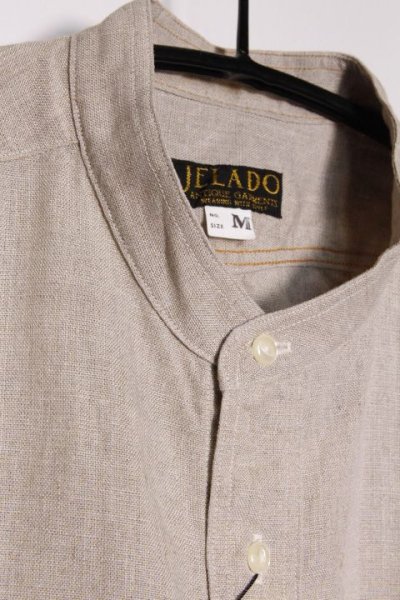 画像1: [60%off]「JELADO」Ellis ジェラード エリス リネン ノーカラーシャツ AG41119 [ベージュ]