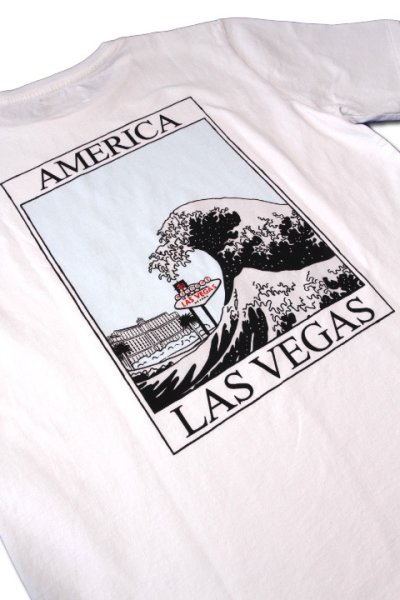 画像2: 「CAL O LINE」AMERICA WAVE T-SHIRTS キャルオーライン アメリカ ウェーブ 半袖Tシャツ  CL191-091 [ホワイト]