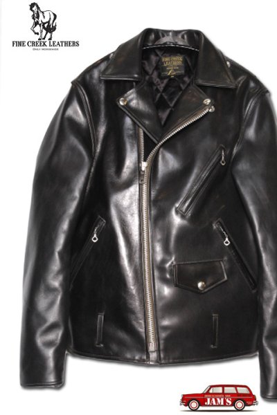 画像1: ［JAMS店頭販売中］「Fine Creek Leathers」Leon Custom ファインクリークレザーズ レオン カスタム ライダースジャケット ホースハイド FCJK014 [ブラック] (1)