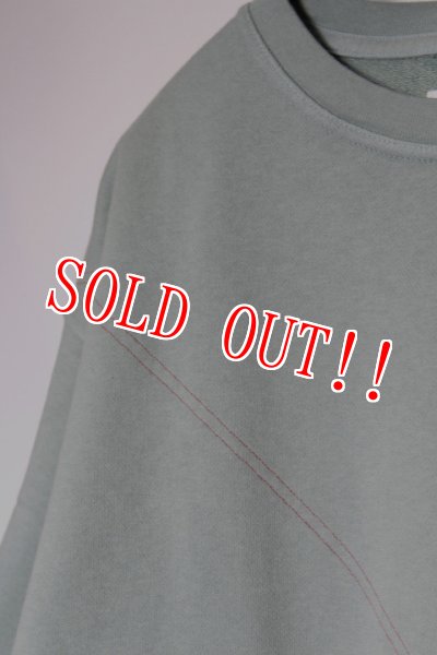 画像2: 「CAL O LINE」CROSS STITCH S/S SWEAT キャルオーライン クロスステッチ ルーズシルエット半袖スウェット  CL201-032 [ミント] (2)