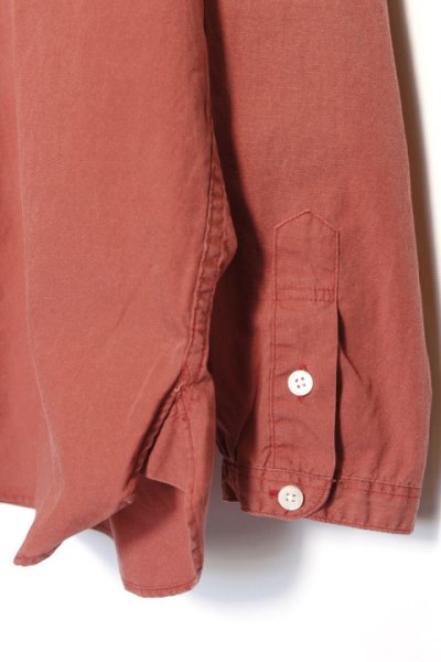 画像2: 「FULLCOUNT」BROAD CLOTH BAND COLLAR SHIRT フルカウント ブロードクロス バンドカラーシャツ オゾン加工 [レッド]