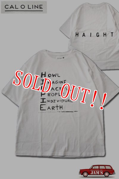 画像1: 「CAL O LINE」HIPPIE T-SHIRTS キャルオーライン ヒッピー プリント 半袖Tシャツ  CL201-095 [ホワイト] (1)