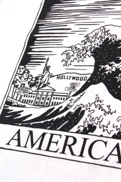 画像2: 「CAL O LINE」AMERICA WAVE T-SHIRTS キャルオーライン アメリカウェーブ 半袖Tシャツ  CL201-081 [ホワイト]
