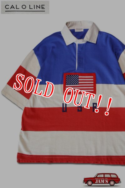 画像1: 「CAL O LINE」USA S/S RUGBY SHIRT キャルオーライン 半袖 ラグビーシャツ CL201-116S [トリコロール] (1)