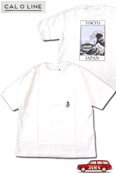 画像1: 「CAL O LINE」TOKYO WAVE PRINT T-SHIRTS キャルオーライン  東京ウェーブ プリント半袖Tシャツ CL202-083A [ホワイト] (1)
