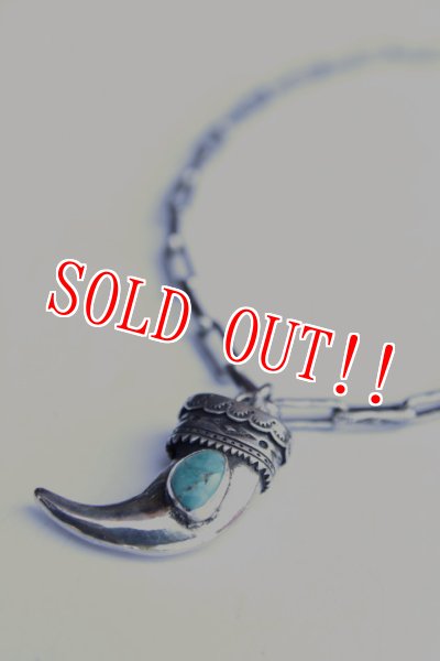 画像2: 「Mt.hill」 マウントヒル ベアクローネックレス シルバーチェーン キャリコレイクターコイズ付き  [20200815] (2)