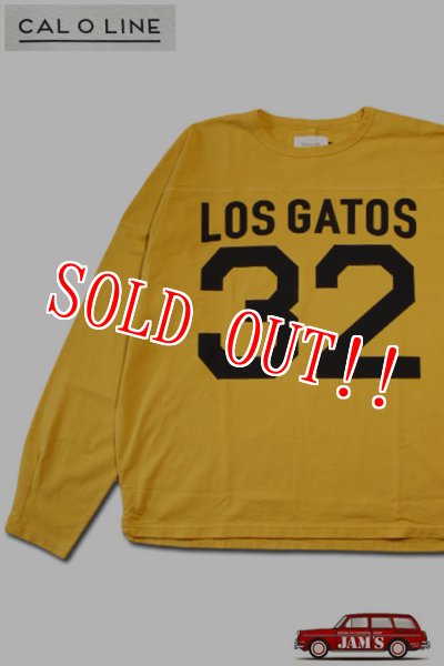 画像1: 「CAL O LINE」LOS GATOS 32 FOOT BALL L/S Tee キャルオーライン ナンバリングプリント フットボール 長袖Tシャツ  CL212-001 [イエロー] (1)