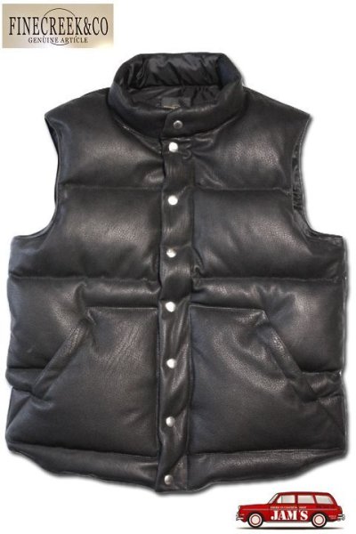 画像1: 「FINE CREEK ＆Co.」Deerskin Down Vest ”Law” ファインクリーク・アンド・コー ディアスキン ダウンベスト ロー ACVE003 [ブラック] (1)