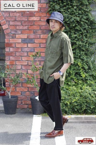 画像3: 「CAL O LINE」2TUCK CHINO PANTS キャルオーライン 2タック チノパンツ CL211-092 [ブラック]