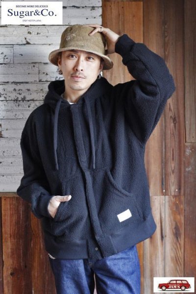 画像2: 「Sugar & Co.」Storm Fleece Baja Hoodie シュガーアンドカンパニー ストームフリース バハフーディー [ブラック]