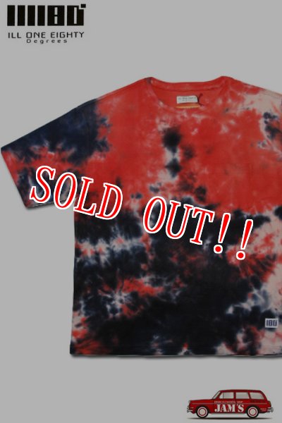 画像1: 「ILL180°」×「D.Y.E.」TIE DYE S/S Tee イルワンエイティ コラボ タイダイ 半袖Tシャツ ILL241-29D [レッド×ブラック] (1)