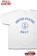 画像1: 「FULLCOUNT」U.S. NAVY T-Shirt フルカウント USネイビー プリントTシャツ [ホワイト] (1)