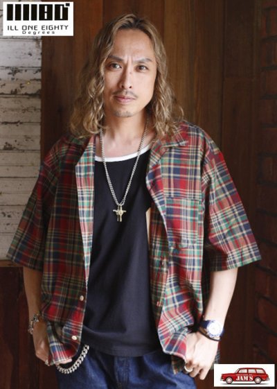 画像3: 「ILL180°」MADRAS SHIRT イルワンエイティ マドラスチェック 半袖シャツ ILL241-10 [レッド]