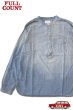 画像1: [2024年限定アイテム]「FULLCOUNT」Stand Collar Chambray Shirt Vintage Wash フルカウント スタンドカラー シャンブレーシャツ ヴィンテージ加工 [フェードインディゴ] (1)