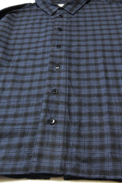 画像1: 「ILL180°」BOX PLEAT SHIRT イルワンエイティ ボックス プリーツ チェック ライトネルシャツ ILL242-25 [ネイビー/オンブレ]