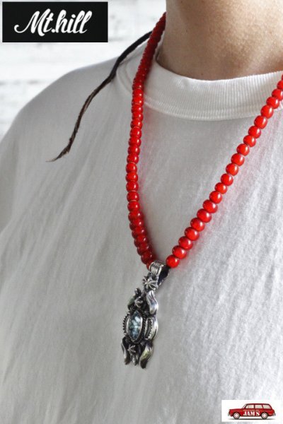 画像3: 【One of a Kind】「Mt.hill」Flare Necklace with TQ ＆ White Heart Beads マウントヒル フレア ネックレス ビーズ ニューランダーターコイズ [240922]