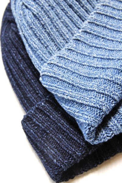 画像3: 「FULLCOUNT」Indigo Ribbed Watch Cap フルカウント インディゴ リブ ワッチキャップ [インディゴ・フェードブルー]