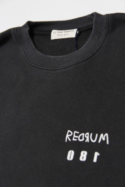 画像1: 「ILL180°」"REDRUM" SWEAT SHIRT イルワンエイティ プリント スウェット ユーズド加工 ILL242-16C [ブラック]