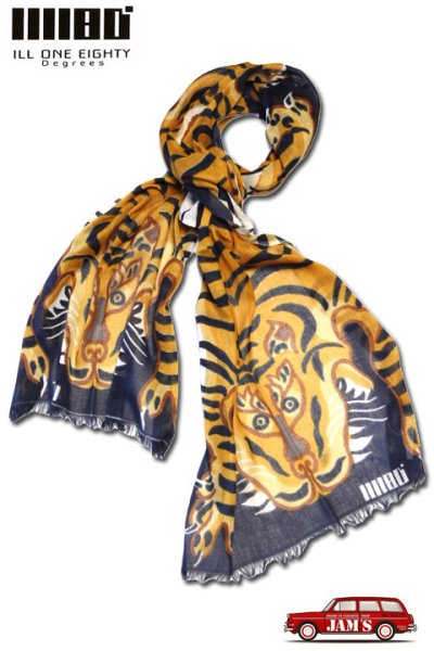 画像1: 「ILL180°」PRINT STOLE （TIGER） イルワンエイティ プリント タイガー ストール ILL251-54T [ブラック・イエロー] (1)