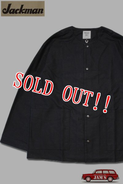 画像1: 「Jackman」Back Nep Collarless Jacket ジャックマン バックネップ カラーレスジャケット JM8507「ブラック」 (1)