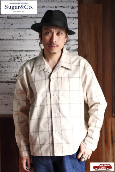 画像3: 「Sugar&Co.」Resort Shirts シュガーアンドカンパニー リゾートシャツ [ベージュ/チェック]