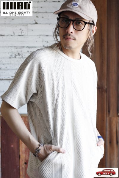 画像3: 「ILL180°」CABLE CREW-NECK Tee イルワンエイティ ケーブルクルーネック Tシャツ ILL251-16 [アイボリー]