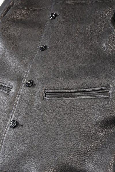 画像2: 「FINE CREEK ＆Co.」30's Leather Car Coat ”Arcadia Deer” ファインクリーク・アンド・コー 1930年代 レザーカーコート ディアスキン ACCO005 [ブラック]