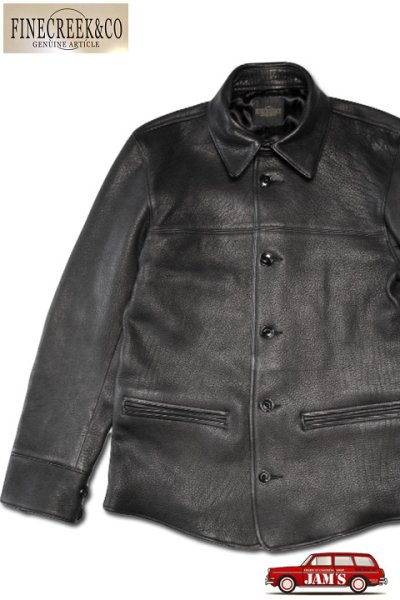 画像1: 「FINE CREEK ＆Co.」30's Leather Car Coat ”Arcadia Deer” ファインクリーク・アンド・コー 1930年代 レザーカーコート ディアスキン ACCO005 [ブラック] (1)