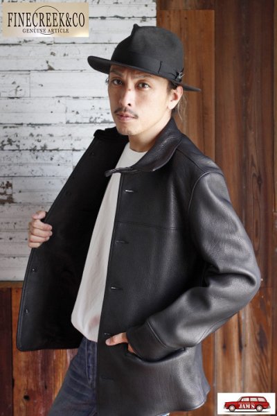 画像3: 「FINE CREEK ＆Co.」30's Leather Car Coat ”Arcadia Deer” ファインクリーク・アンド・コー 1930年代 レザーカーコート ディアスキン ACCO005 [ブラック]
