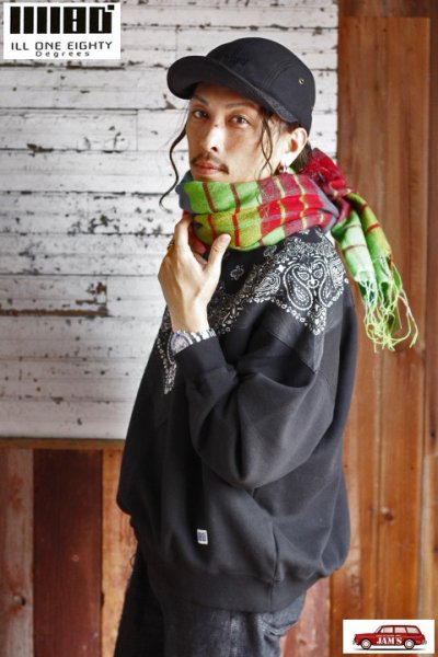 画像2: 「ILL180°」PLAID STOLE イルワンエイティ プレイド チェック ストール ILL252-39 [グリーン]