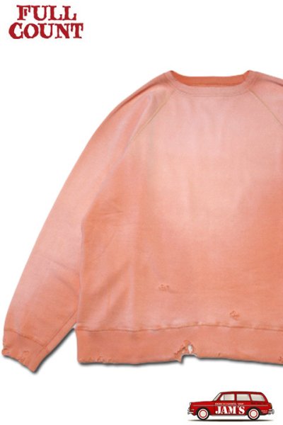 画像1: [2025年限定]「FULLCOUNT」Fading Raglan Sleeve Sweatshirt フルカウント フェーディング ラグランスリーブ スウェット ダメージ加工 3769 [ピンク] (1)