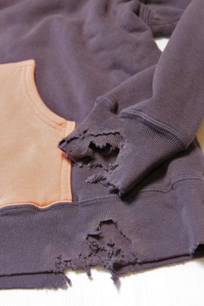 画像1: [2025年限定]「FULLCOUNT」Fading Double Sweat Hoodie フルカウント フェーディング ダブルフェイス スウェットフーディー ダメージ加工 3770 [エッグ/ピンク]