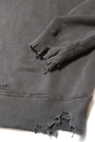 画像1: [2025年限定]「FULLCOUNT」Fading Raglan Sleeve Sweatshirt フルカウント フェーディング ラグランスリーブ スウェット ダメージ加工 3769 [ブラック]