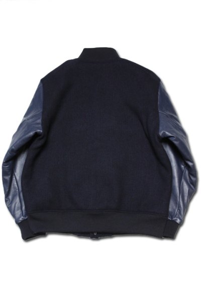 画像8: 「Jackman」Crater Melton Award Jacket ジャックマン クレーター ウールメルトン アワードジャケット 袖レザー スタジャン JM8595「ダークネイビー」 (8)
