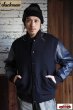 画像12: 「Jackman」Crater Melton Award Jacket ジャックマン クレーター ウールメルトン アワードジャケット 袖レザー スタジャン JM8595「ダークネイビー」 (12)