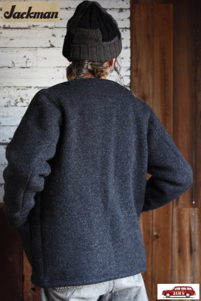 画像9: 「Jackman」Wool Collarless Jacket ジャックマン ウール カラーレス ジャケット JM8587 [ヘザーブラック] (9)