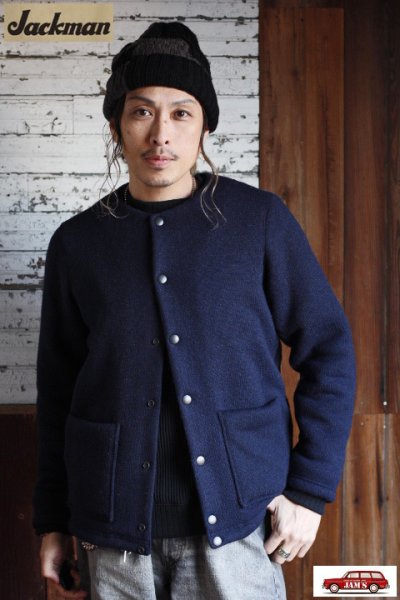 画像10: 「Jackman」Wool Collarless Jacket ジャックマン ウール カラーレス ジャケット JM8587 [ダークネイビー] (10)