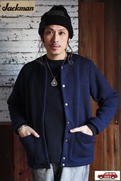 画像3: 「Jackman」Wool Collarless Jacket ジャックマン ウール カラーレス ジャケット JM8587 [ダークネイビー]