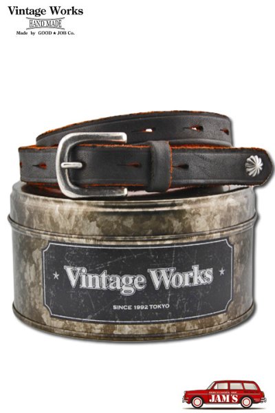 画像1: [JAMS実店舗先行販売]「Vintage Works」ヴィンテージワークス ロングナロー コンチョ レザーベルト DH5739 CH-4 [茶芯] (1)