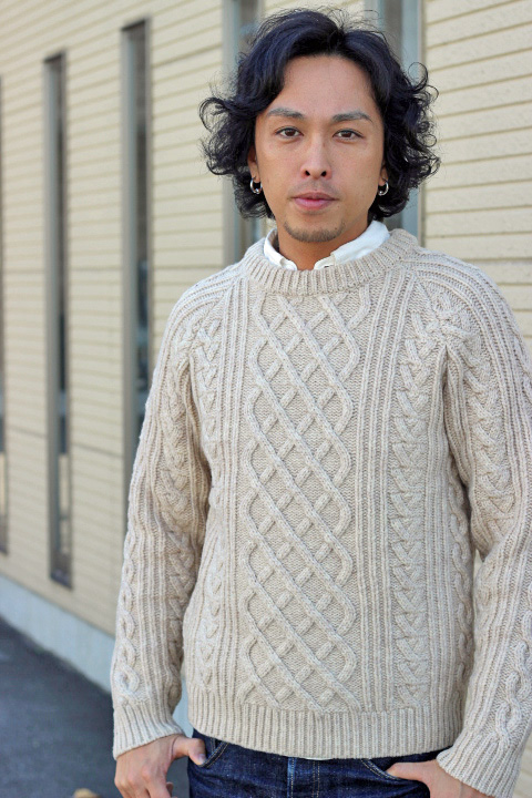 pherrow´s 手編みニット フィッシャーマン セーター-