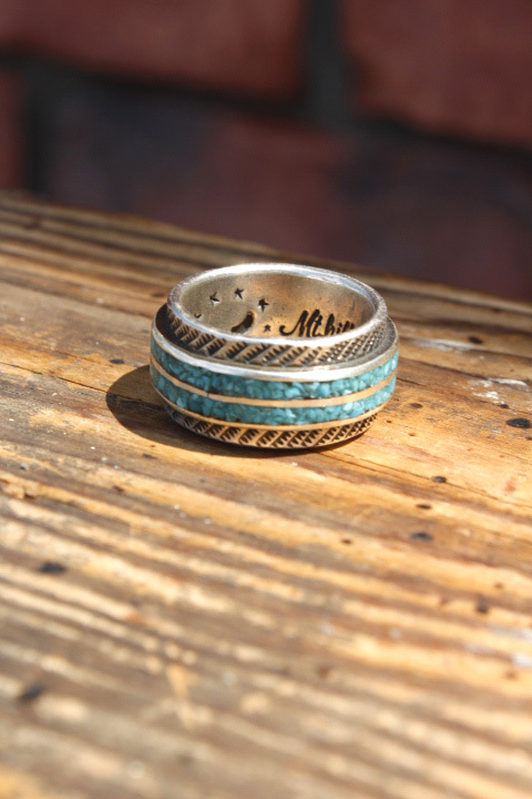 Mt.hill」Turquoise Chip Inlay Ring Wide マウントヒル ターコイズ ...