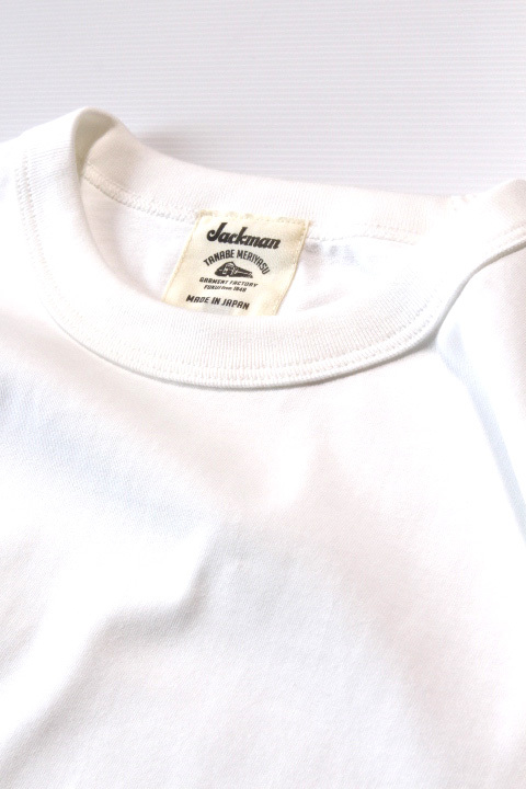 【良デザイン】Jackman ジャックマン カレッジロゴ Tシャツ 日本製 白