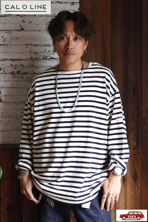 CAL O LINE」×「KOTSUBO」VINTAGE BANDANA BASQUE BORDER Tee キャル