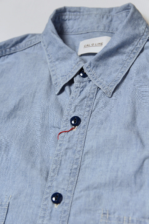 CAL O LINE」CHAMBRAY WORK SHIRT USED キャルオーライン シャンブレー